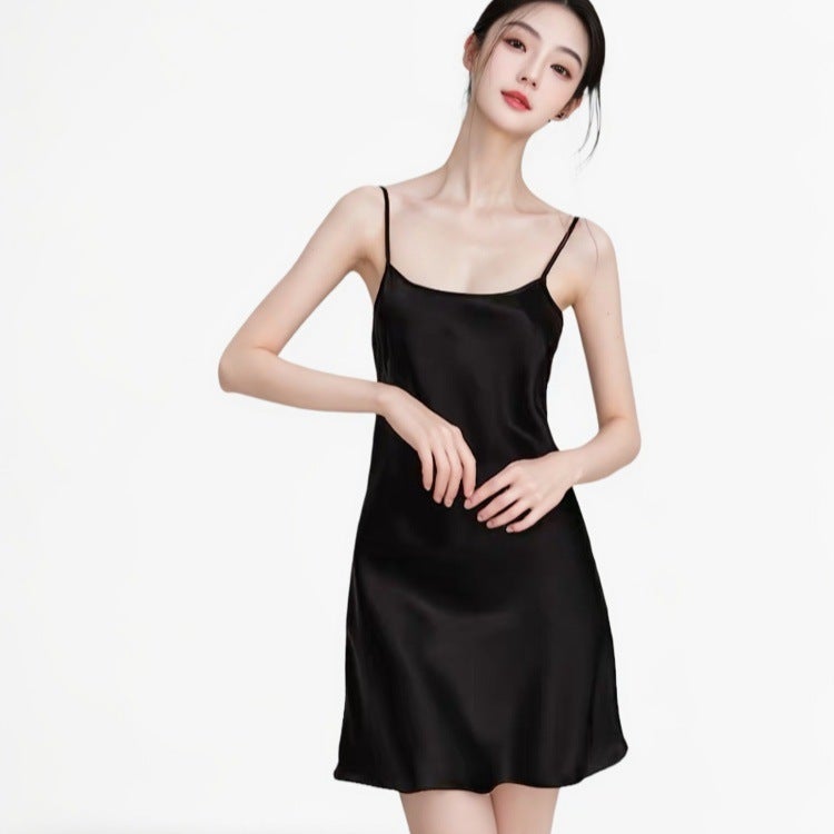 Pajamas Women'S Summer Ice Silk Slip Skirt Nightgown High-End Sense Silk Beautiful Back Plus Size Base Skirt Home Clothes - Image 5